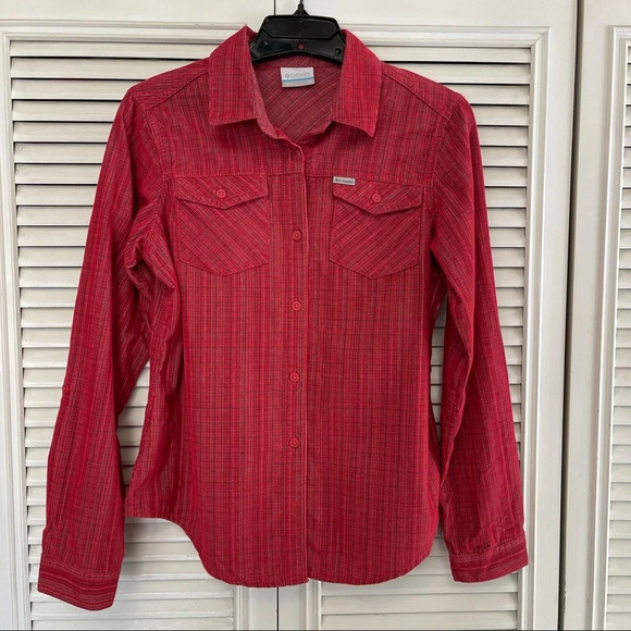 Columbia Women's Standard Times Two Corduroy Long Sleeve Shirt, Red Plaid, XS - Picture 5 of 16